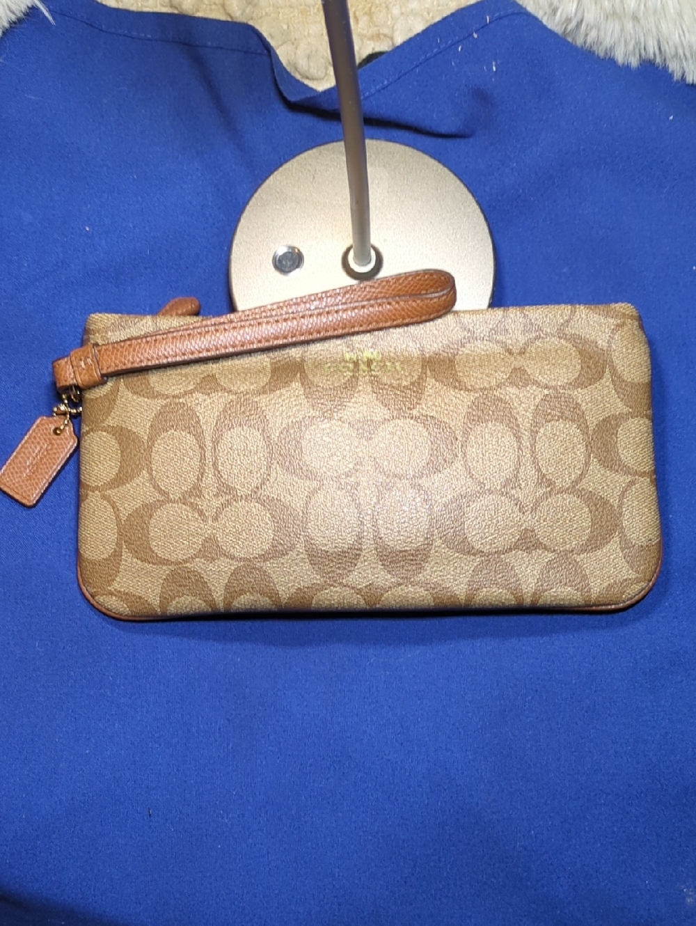 Coach Brown Signature Canvas Wristlet with Leather Strap   NOW ONLY $75